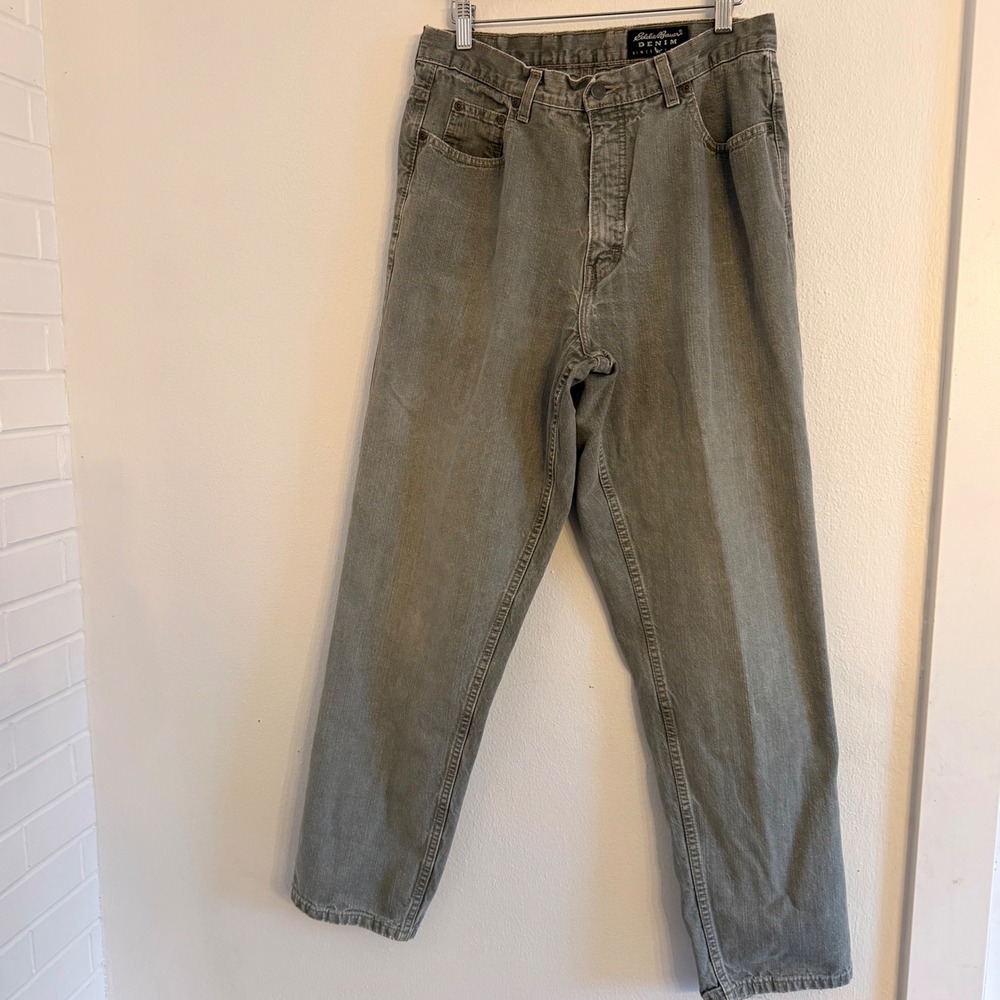 Eddie Bauer Jeans Womens 14‎ Sage Green High Rise Straight Leg Vintage Dad Jeans